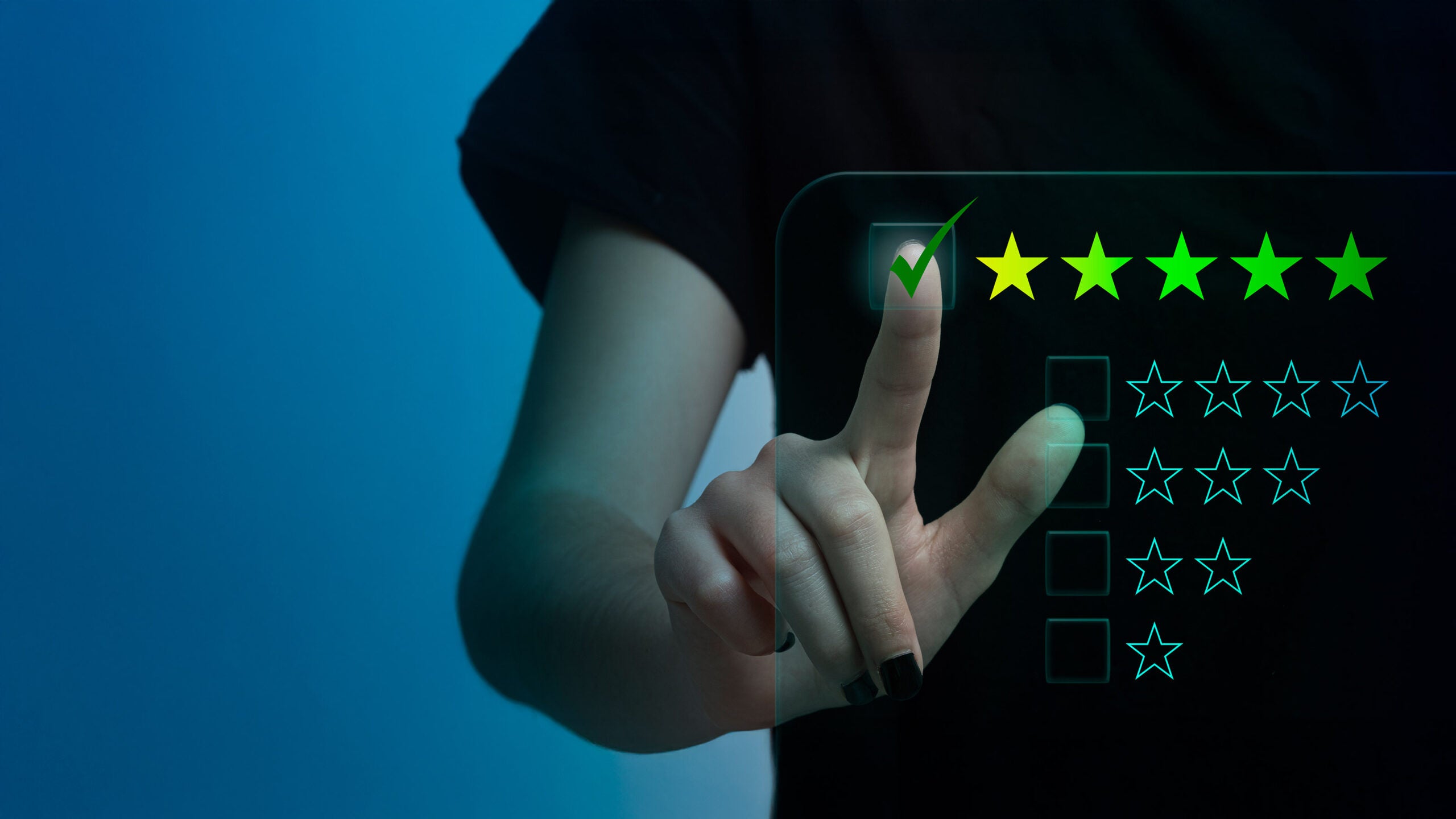 Hand selecting star rating