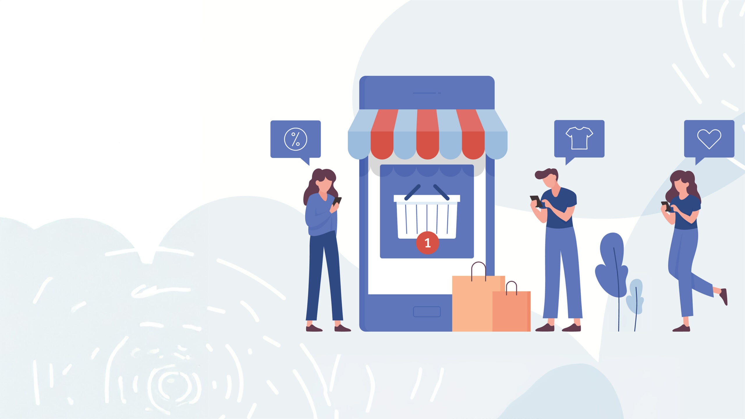 Illustration of online shoppers