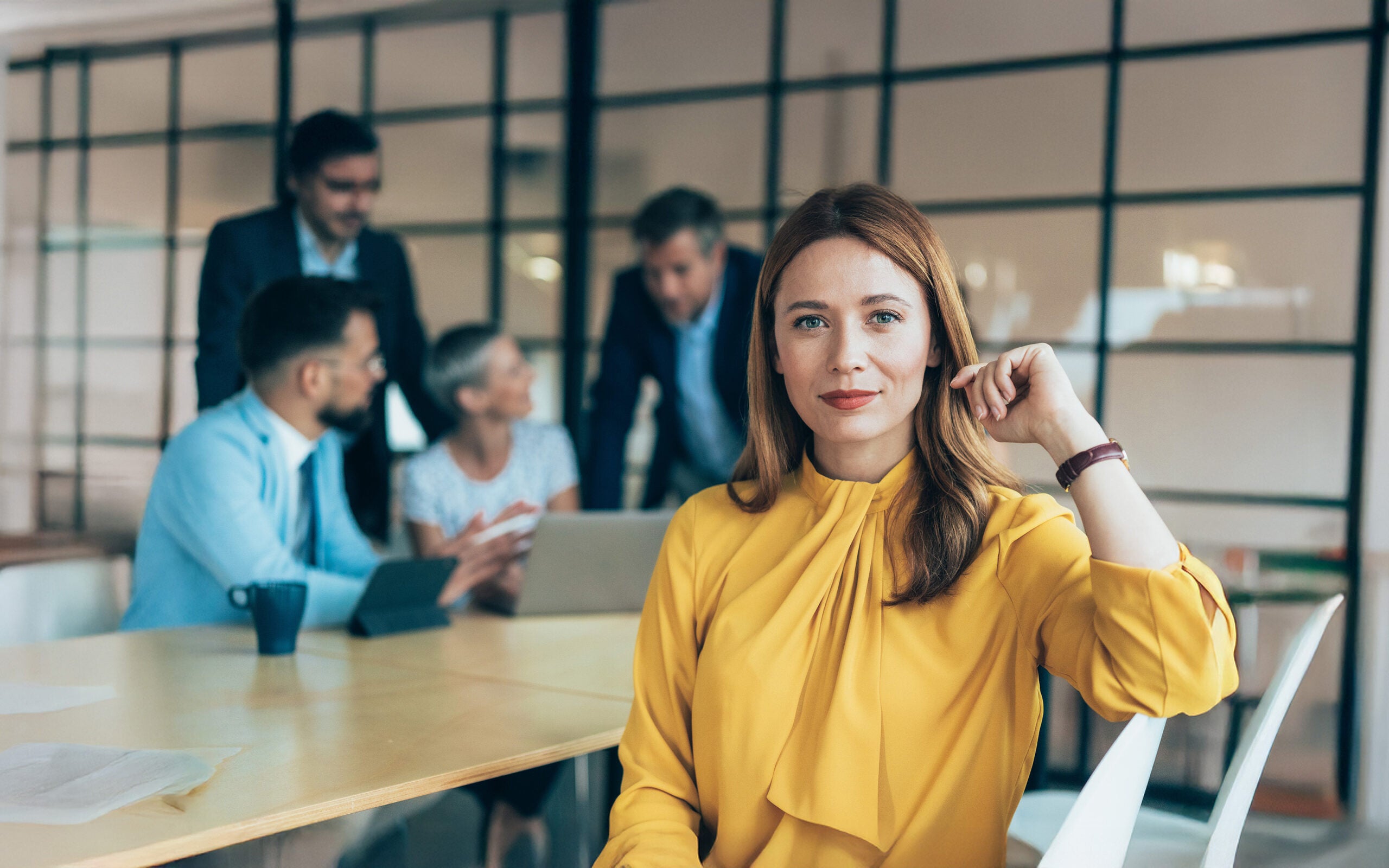 woman at conference table