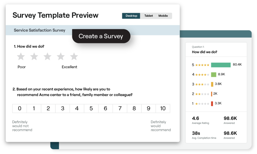 Survey template UI