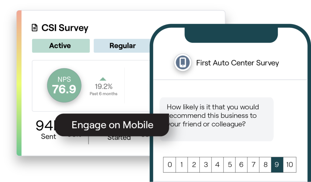 Example of Reputation's Surveys product