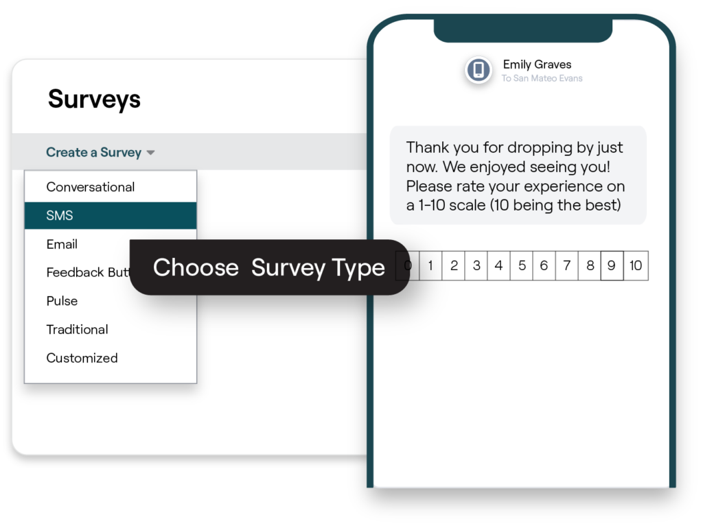 Example of Reputation's Surveys Builder