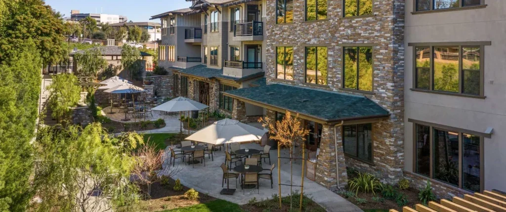 Exterior patio of apartment building